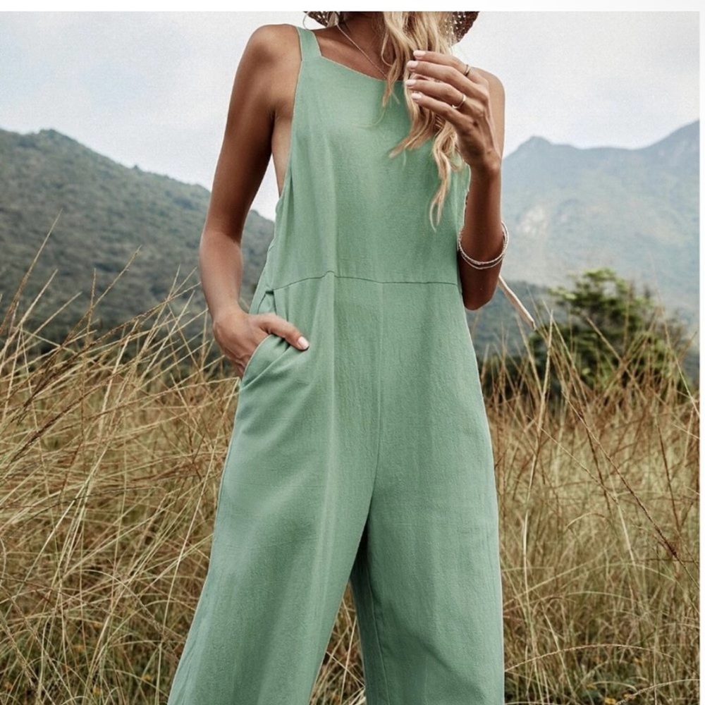 Boho Wide Leg Cami Jumpsuit With Pockets